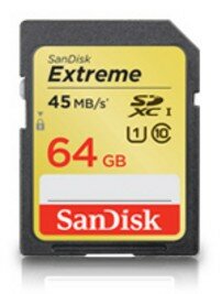 SanDisk SDXC-Karte 64GB Class10 Extreme 45MB/s