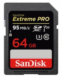 San Disk 64 GB SDXC-Karte ExtremePro 95MB/sec V30