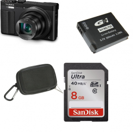 Panasonic DMC-TZ71EG-K schwarz Kit, mit Zusatzakku, 32GB SDHC Ultra und Hardbox schwarz